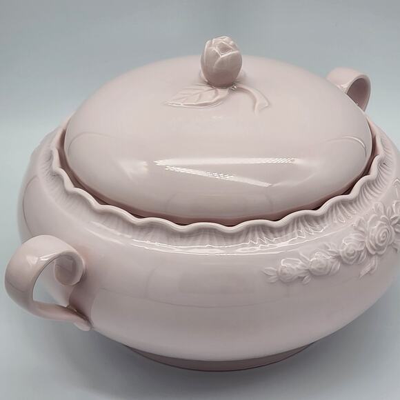 Hutschenreuther Draga Porcelaine Rose Tureen German Soft Pink w Lid and Handles - Picture 4 of 11